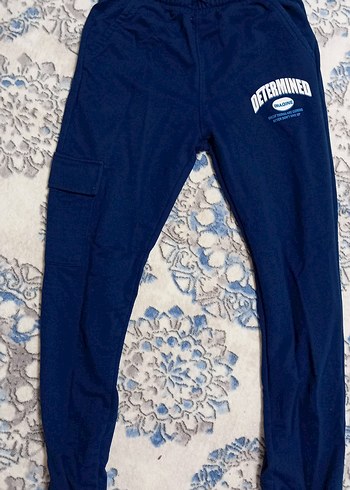 10 Yaş Beden mavi Renk Erkek Lacivert Denim Bol Kesim Eşofman Altı
