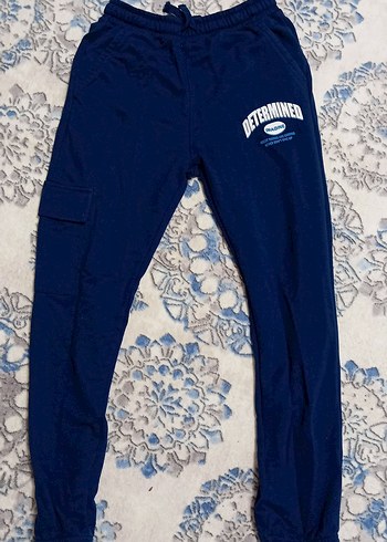 Erkek Lacivert Denim Bol Kesim Eşofman Altı