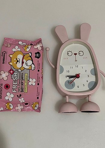 Pembe Tavşan Figürlü Duvar Saati - Görsel 3