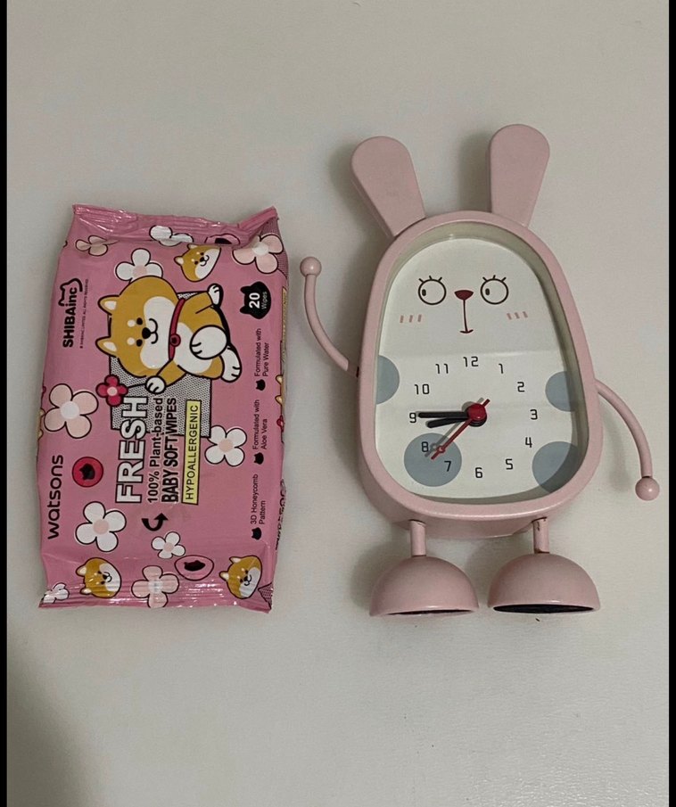 Pembe Tavşan Figürlü Duvar Saati - Görsel 3