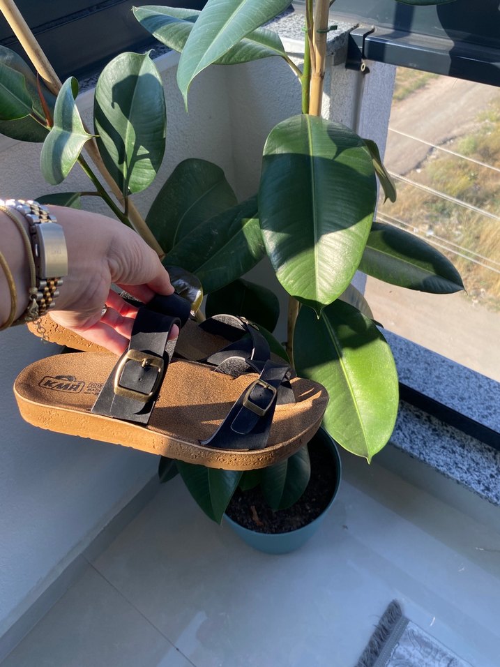 Tokalı siyah Kadın Terlik - Görsel 4