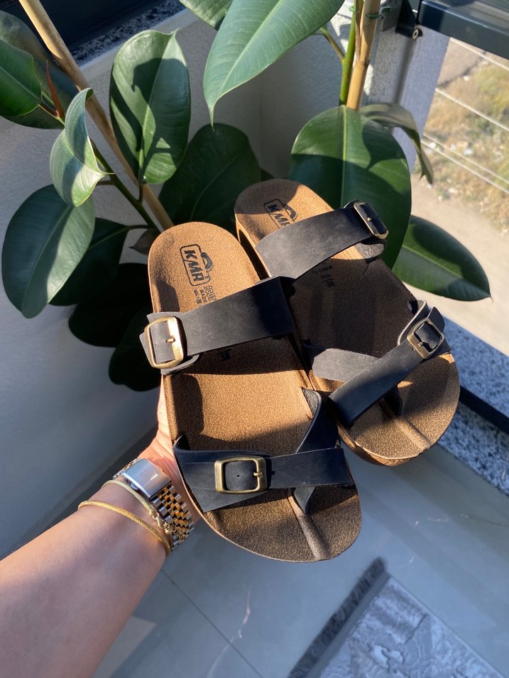 Tokalı siyah Kadın Terlik - Görsel 2