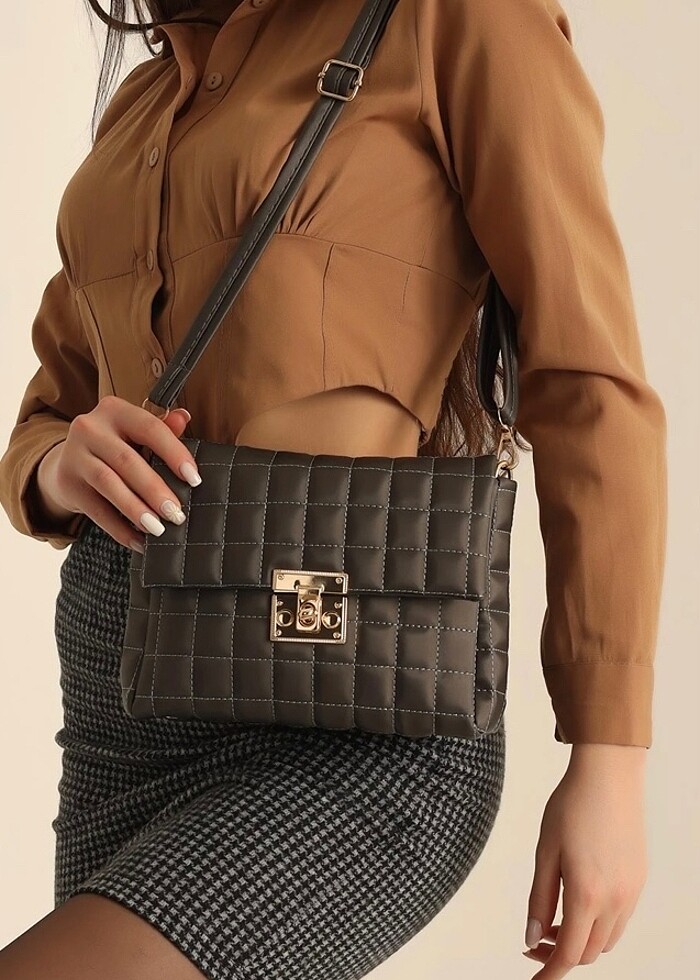 Antrasit kapitone çanta - Görsel 2