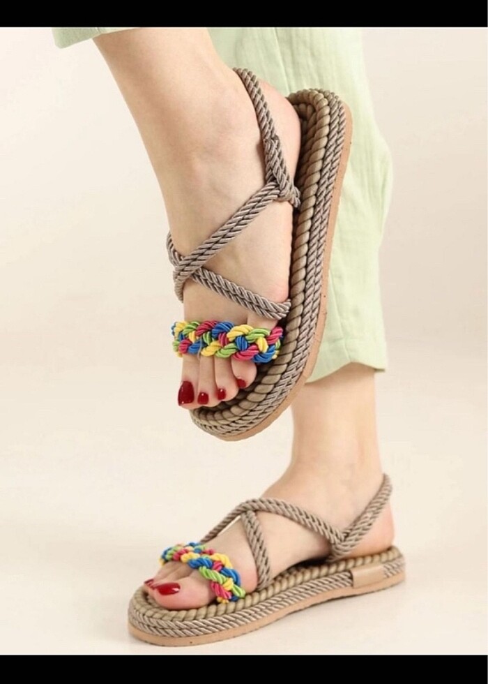 Hasır bayan sandalet - Görsel 2