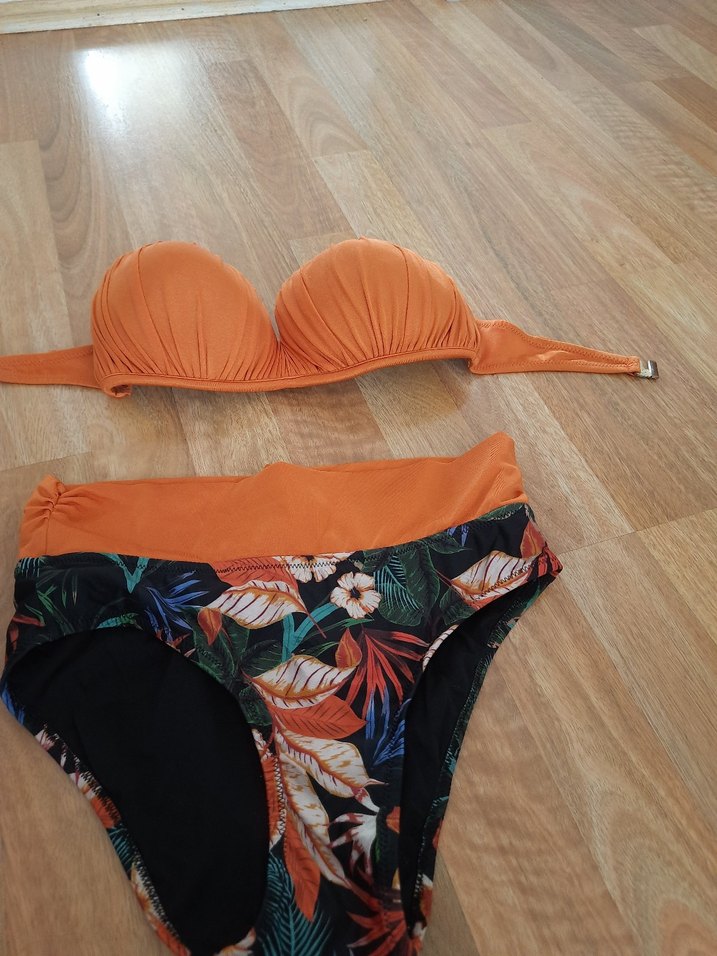 Turuncu Pileli Bohem Bikini Takımı - Görsel 4