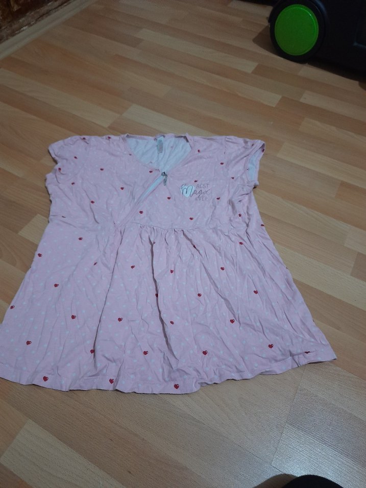 Pembe Desenli Hamile ve Emzirme Gecelik - Görsel 2