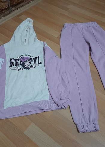 Mor Kapüşonlu Sweatshirt ve Eşofman Altı Takımı lcw marka - Görsel 5