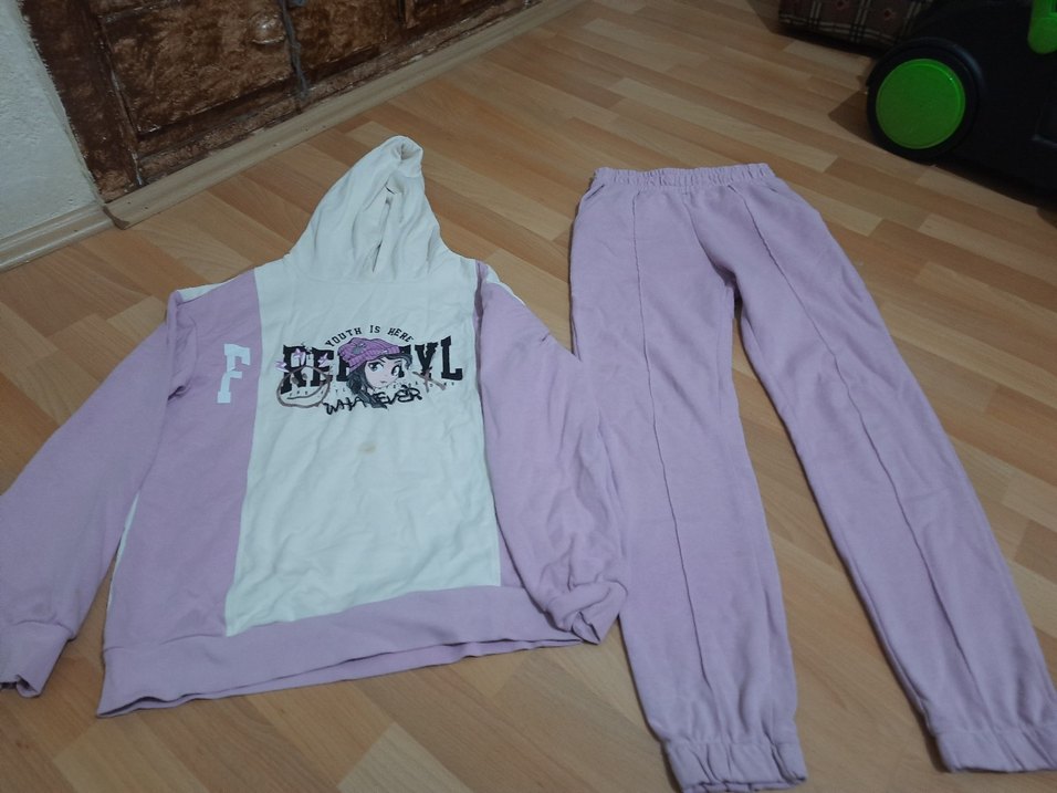 Mor Kapüşonlu Sweatshirt ve Eşofman Altı Takımı lcw marka - Görsel 2