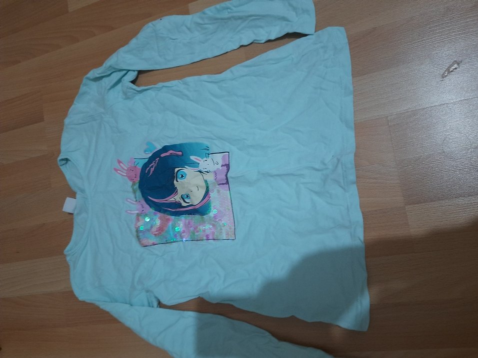 Turkuaz Baskılı  Kısa Kollu kız lcw marka badi - Görsel 3