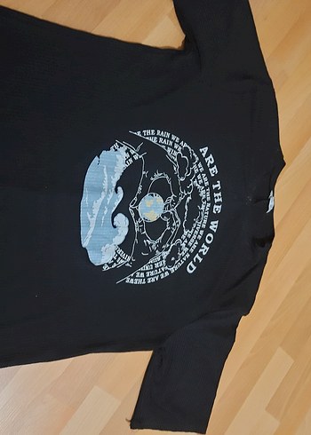 Siyah Baskılı Uzun Kollu Hamile Tişörtü - Görsel 2