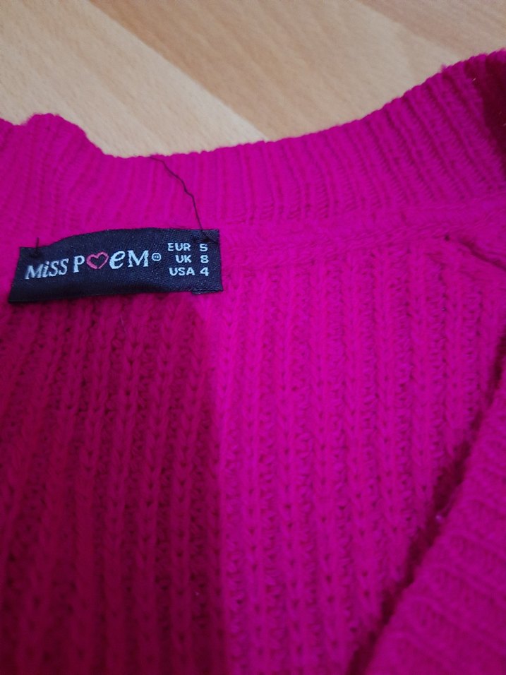 Pembe V Yaka Kadın Triko Kazak - Görsel 2