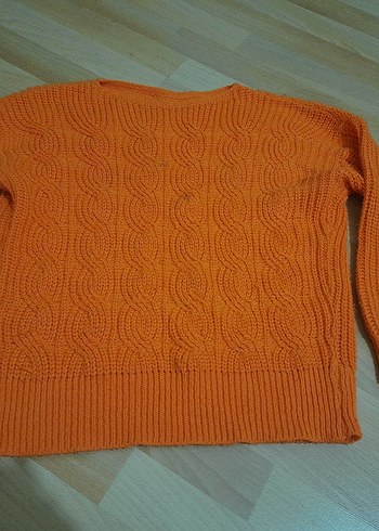 Turuncu Örgü Kadın Kazak - Görsel 2