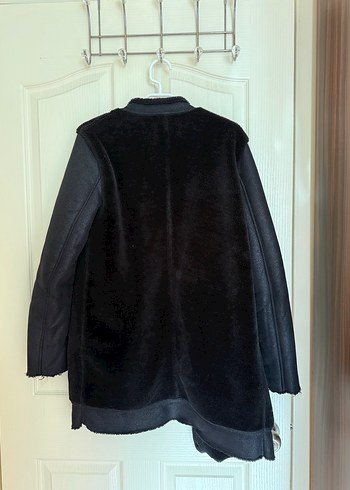 ZARA Kürklü Siyah Nubuk Uzun Kaban - Görsel 4