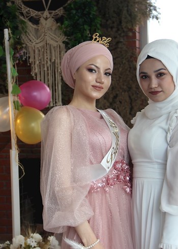 Pembe Drapeli Straplez Uzun Abiye Elbise - Görsel 4