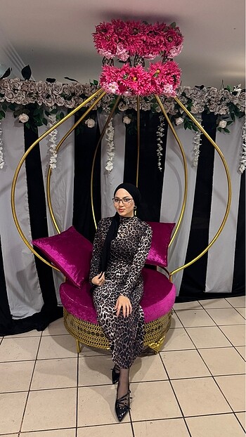 xl Beden Leopar Zarif Elbise