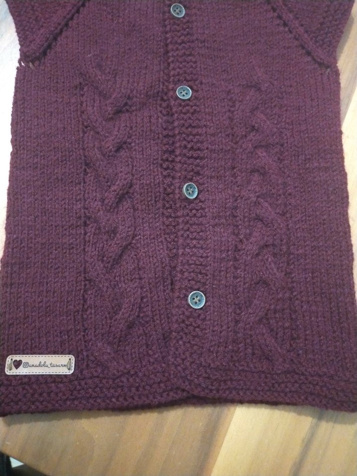 Bordo Kız Çocuk Örgü Yelek - Görsel 2