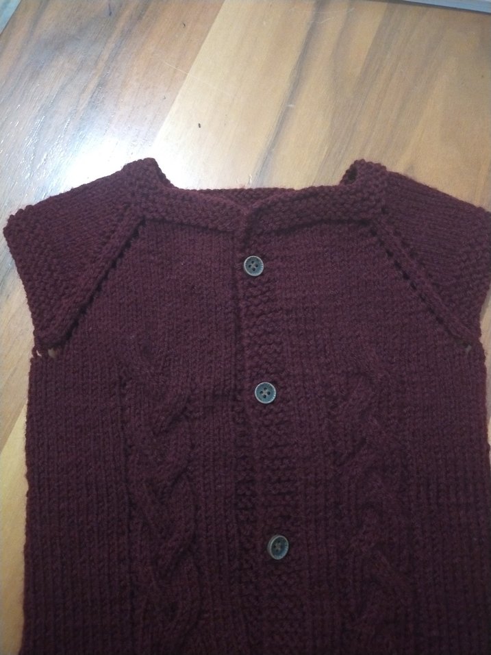 Bordo Kız Çocuk Örgü Yelek - Görsel 3