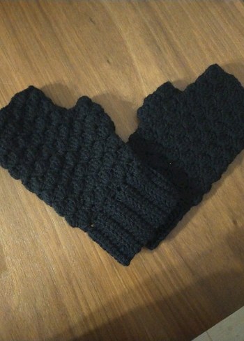 Siyah Örgü Kadın Eldiven - Görsel 3