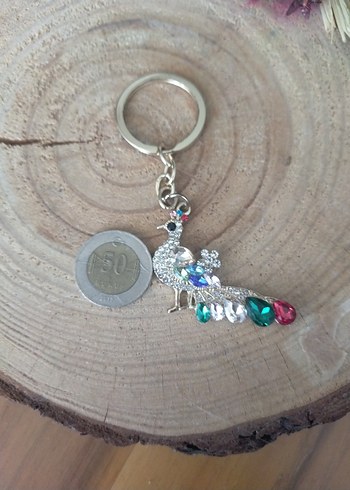 Renkli Payetli Tavuskuşu Anahtarlık - Görsel 2