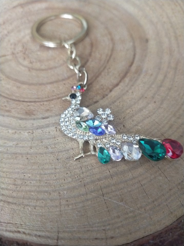 Renkli Payetli Tavuskuşu Anahtarlık - Görsel 4