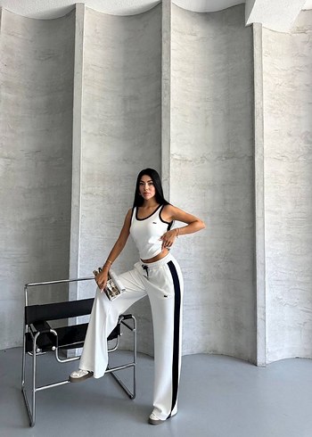 Beyaz Denim Mini Kolsuz Atlet - Görsel 8