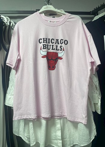 l Beden pembe Renk Pembe Baskılı Kız Tişörtü
