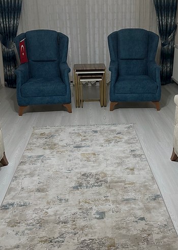 Gri ve Mavi Bağlama Desenli Fon Perde - Görsel 2