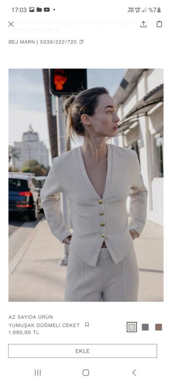 #zara #takım #üst s beden - Görsel 2