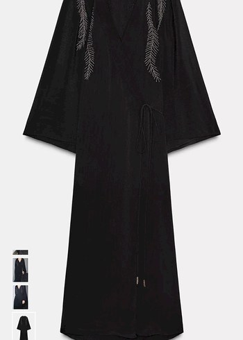 Uzun Kollu Siyah Nakışlı Kadın Elbise #zara - Görsel 7