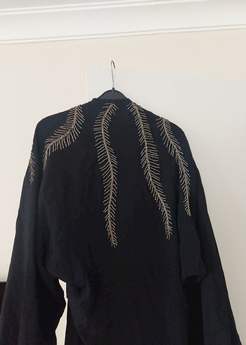 Uzun Kollu Siyah Nakışlı Kadın Elbise #zara - Görsel 11