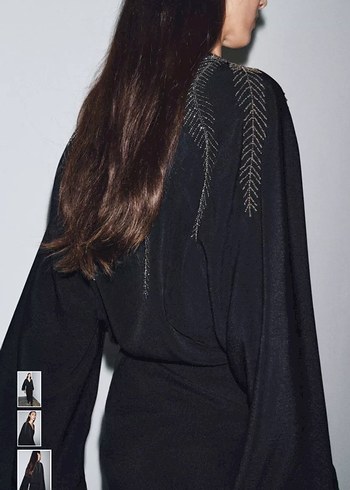 Uzun Kollu Siyah Nakışlı Kadın Elbise #zara - Görsel 3