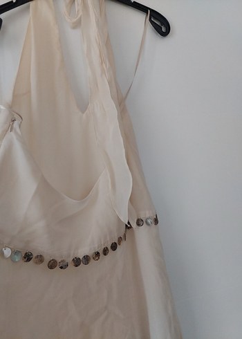 Kadın Beyaz Uzun Keten Drapeli Elbise #zara - Görsel 6