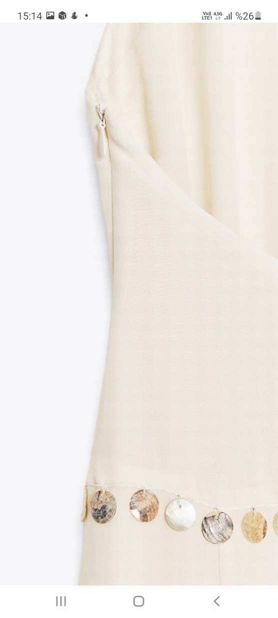 Kadın Beyaz Uzun Keten Drapeli Elbise #zara - Görsel 3