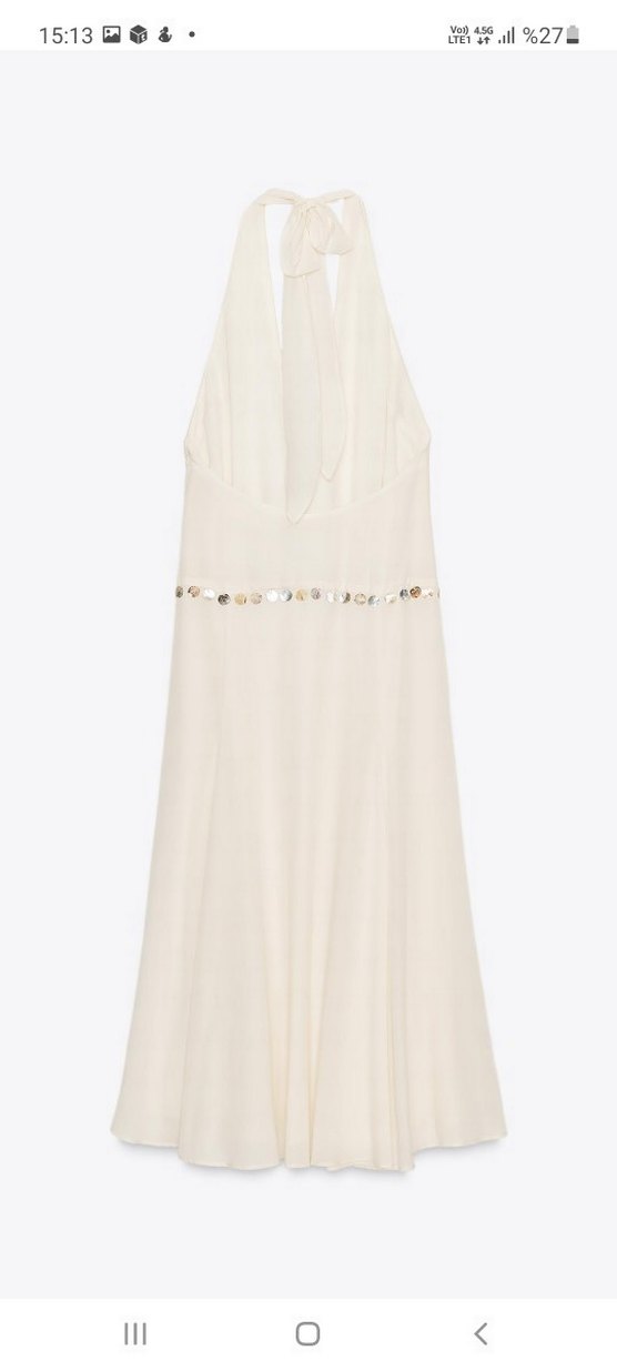 Kadın Beyaz Uzun Keten Drapeli Elbise #zara - Görsel 2