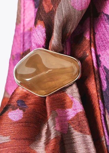 Pembe Bağlama Desenli Uzun Drapeli Elbise #zara - Görsel 5