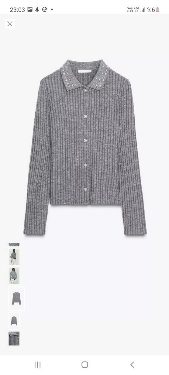 Düğmeli Gri Kadın Triko Hırka #zara - Görsel 3