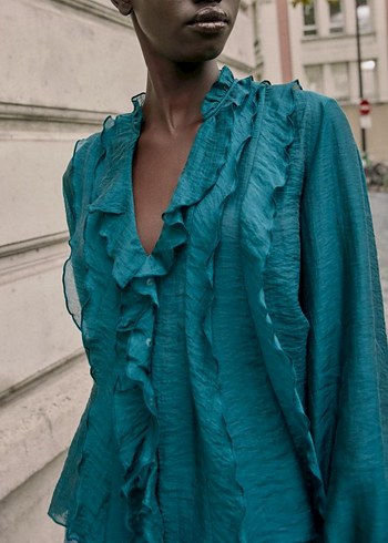 Fırfır Detaylı Kadın Gömlek #zara - Görsel 3