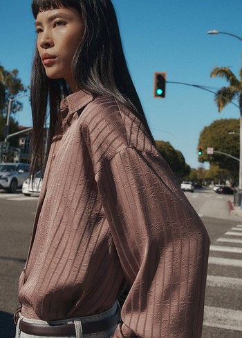 #zara #kahverengi #saten #gömlek - Görsel 4