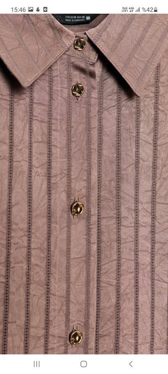 #zara #kahverengi #saten #gömlek - Görsel 5