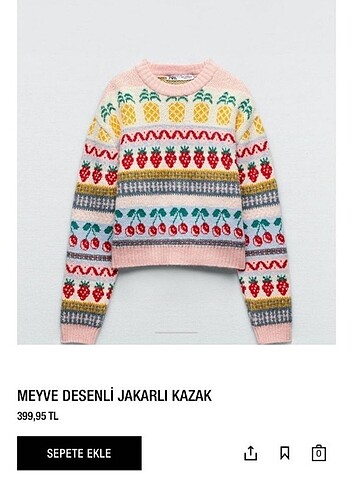 #zara #meyve #desenli #yün #kazak