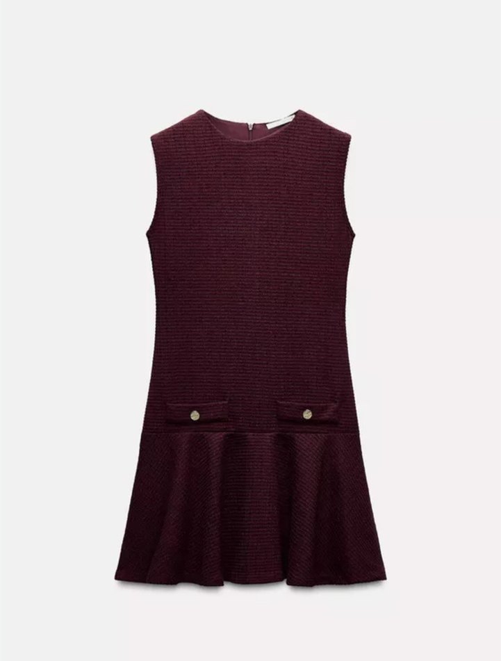 #zara #Bordo Yüksek Yakalı Kolsuz Mini #Elbise - Görsel 2