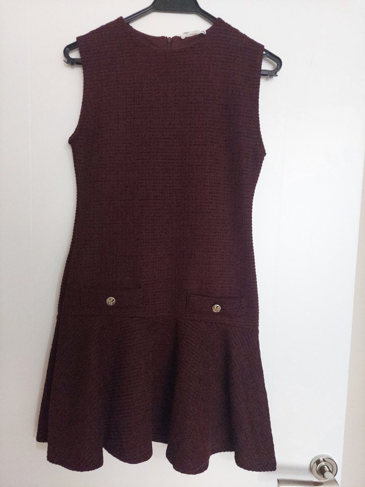#zara #Bordo Yüksek Yakalı Kolsuz Mini #Elbise - Görsel 3