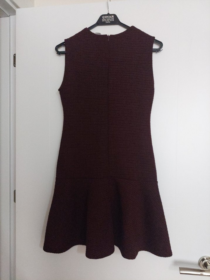 #zara #Bordo Yüksek Yakalı Kolsuz Mini #Elbise - Görsel 5