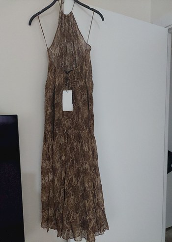 #Bohem #Yılan #Desenli #Uzun V Yakalı #zara #Elbise sırt dekolte - Görsel 10