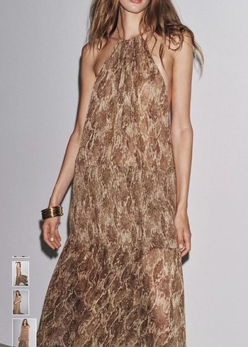 #Bohem #Yılan #Desenli #Uzun V Yakalı #zara #Elbise sırt dekolte - Görsel 4