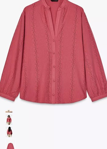 #Pembe #zara #fisto Bohem V Yaka Pamuklu Kadın Gömlek - Görsel 6