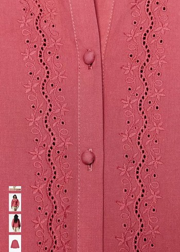 #Pembe #zara #fisto Bohem V Yaka Pamuklu Kadın Gömlek - Görsel 8