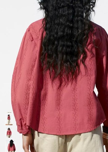 #Pembe #zara #fisto Bohem V Yaka Pamuklu Kadın Gömlek - Görsel 5