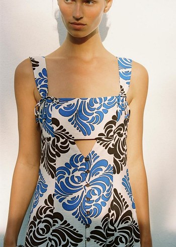 #zara #Mavi #Bağlamalı #Uzun #Bohem #Elbise - Görsel 2