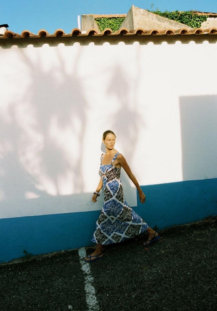 #zara #Mavi #Bağlamalı #Uzun #Bohem #Elbise - Görsel 3